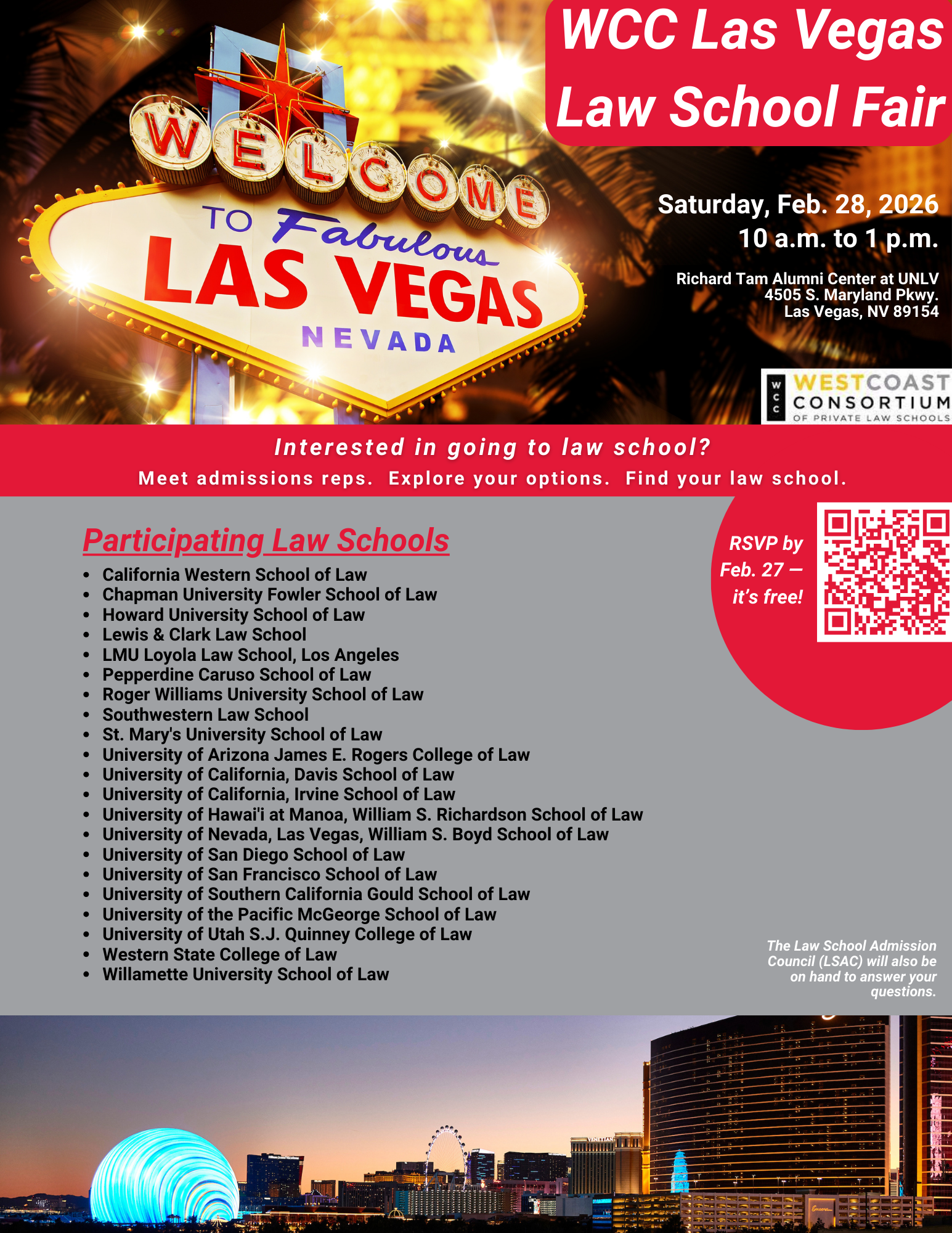 Photo of flier for 2026 WCC Las Vegas Law School Fair 