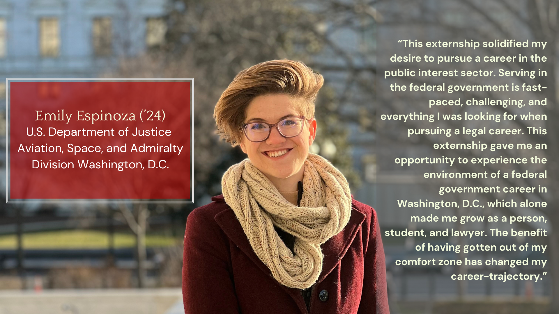 Photo of Externship student testimonial, Emily Espinoza