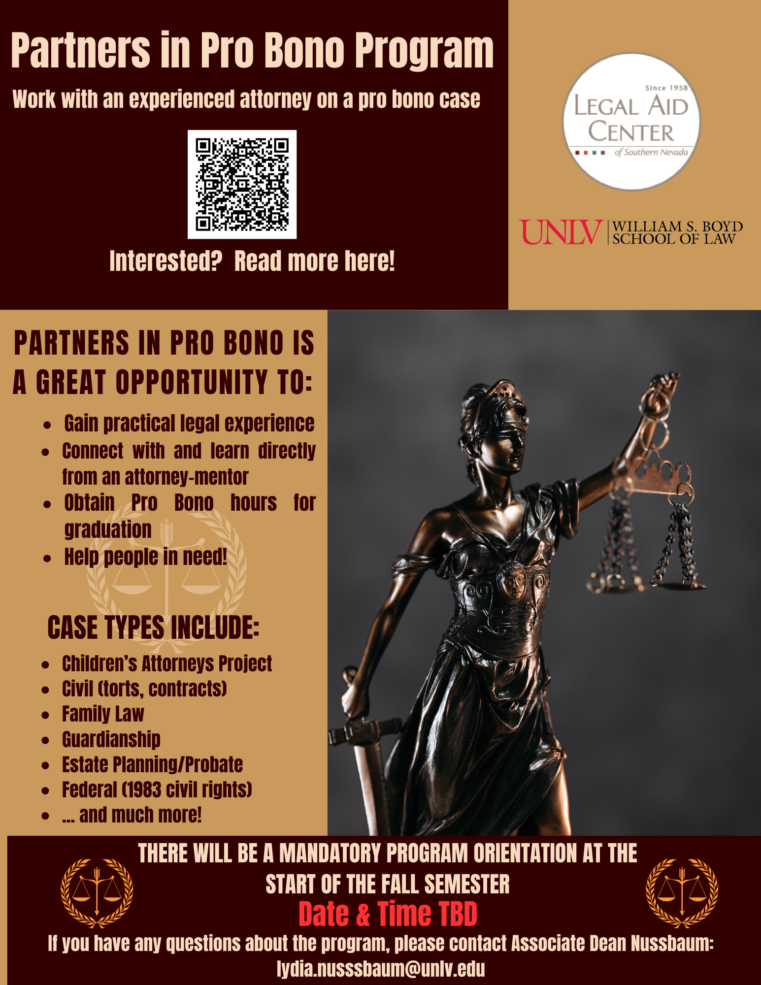 Photo of Partners in Pro Bono flyer