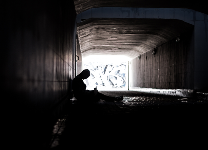 Photo of man in tunnel
