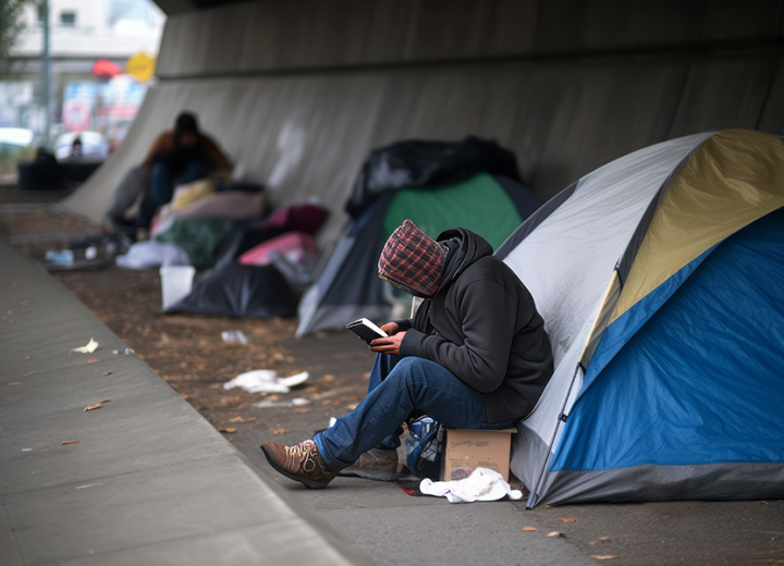 Photo of man in a homeless settlement